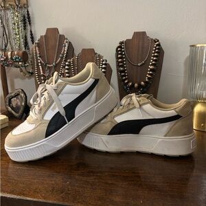 Puma Women's Black and Cream Sneakers